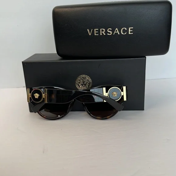 VERSACE Ladies Transparent Brown Cat-Eye Sunglasses